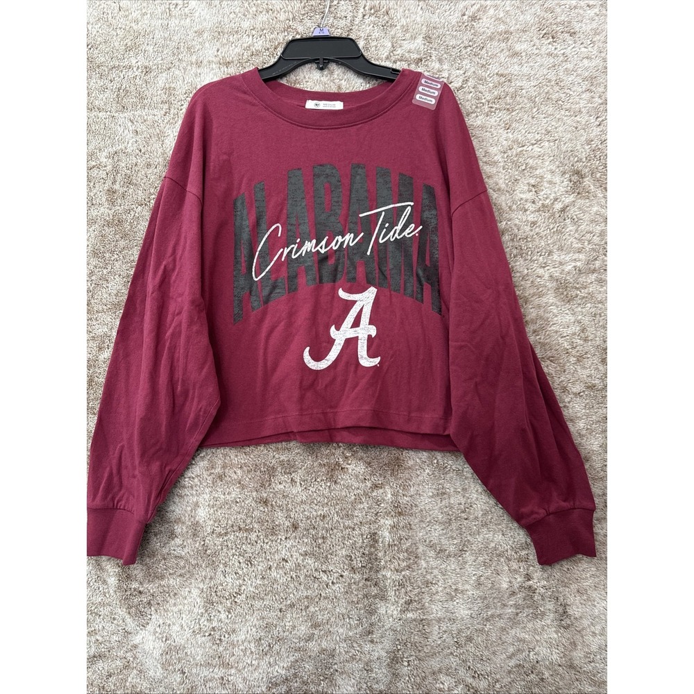 NEW '47 Alabama Crimson Tide Women's Boxy Cropped Crewneck Sweatshirt Medium Red